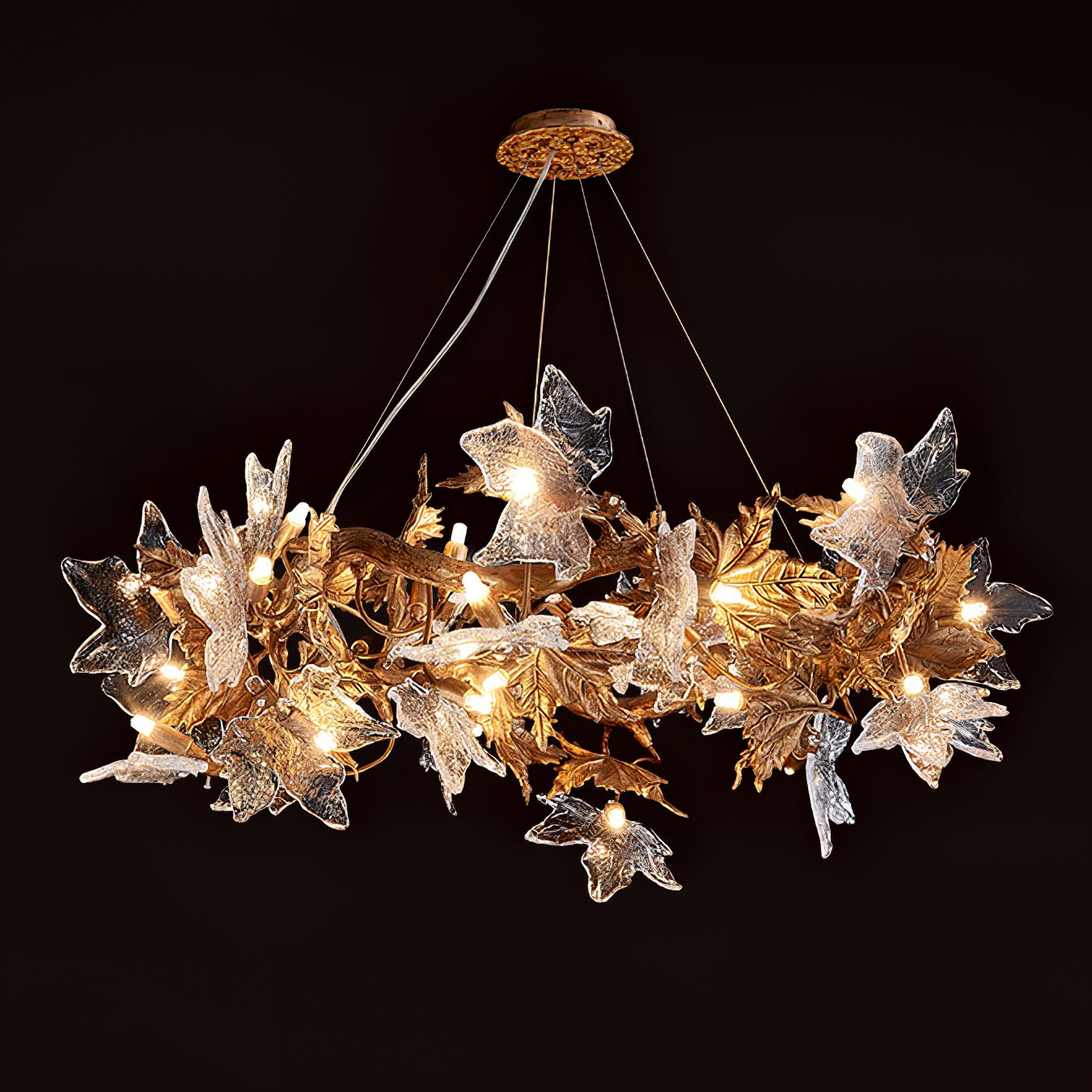 Maple Leaf Brass Chandelier - Nuvé
