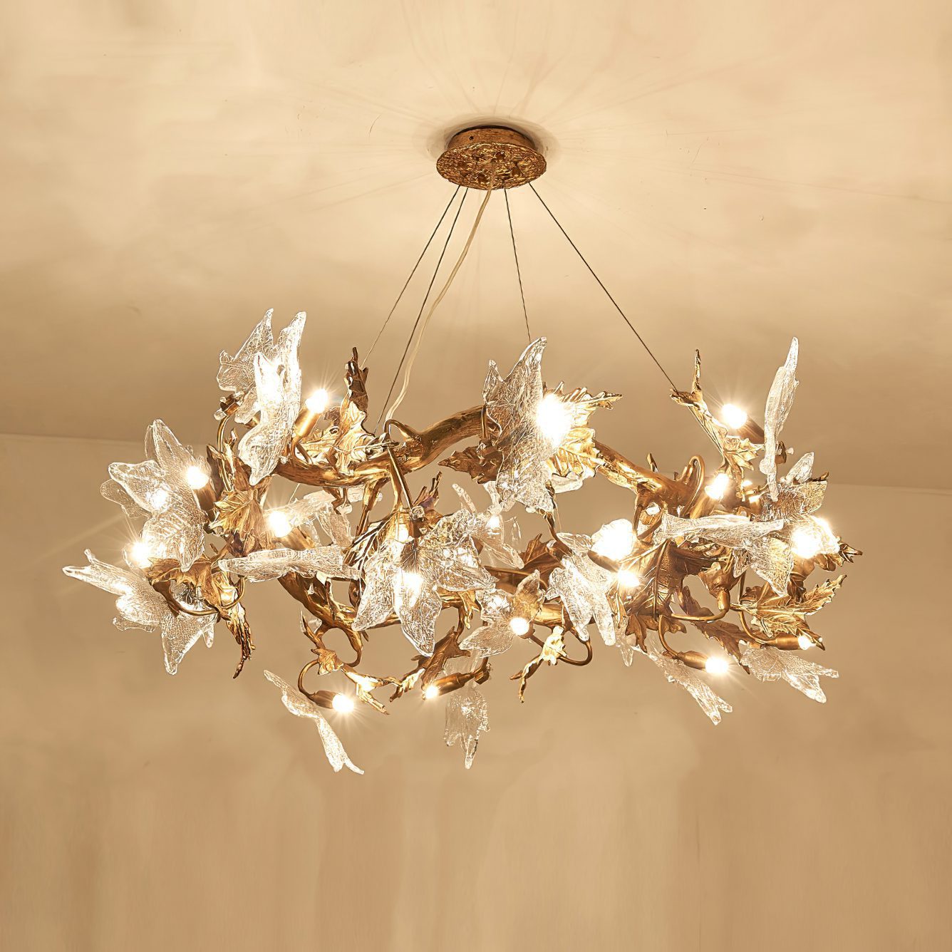Maple Leaf Brass Chandelier - Nuvé