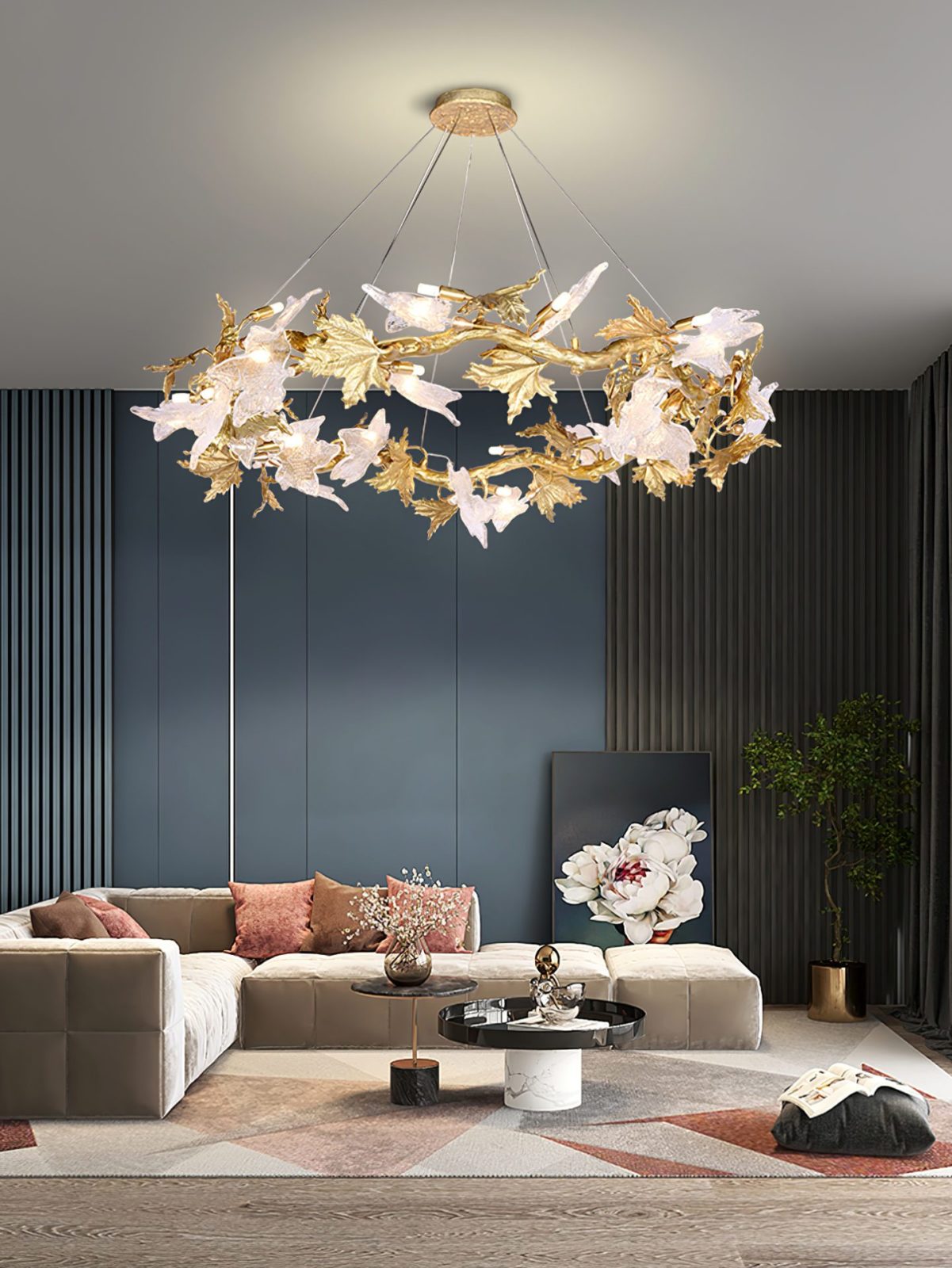 Maple Leaf Brass Chandelier - Nuvé