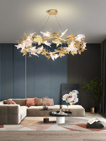 Maple Leaf Brass Chandelier - Nuvé
