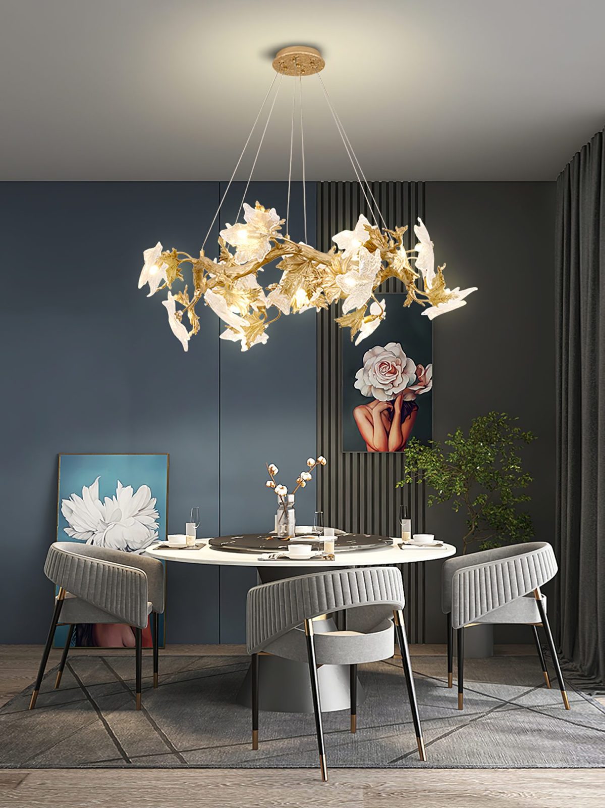 Maple Leaf Brass Chandelier - Nuvé