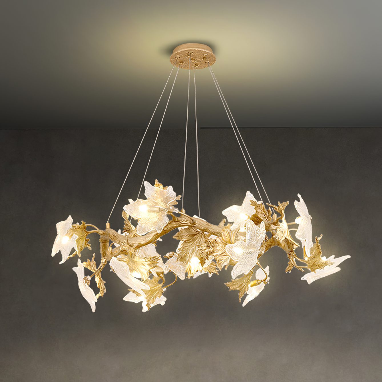 Maple Leaf Brass Chandelier - Nuvé