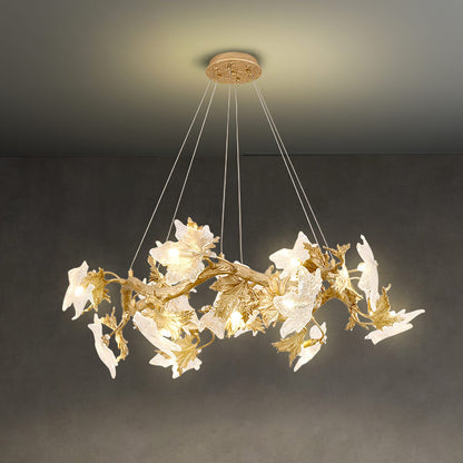 Maple Leaf Brass Chandelier - Nuvé
