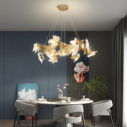 Maple Leaf Brass Chandelier - Nuvé