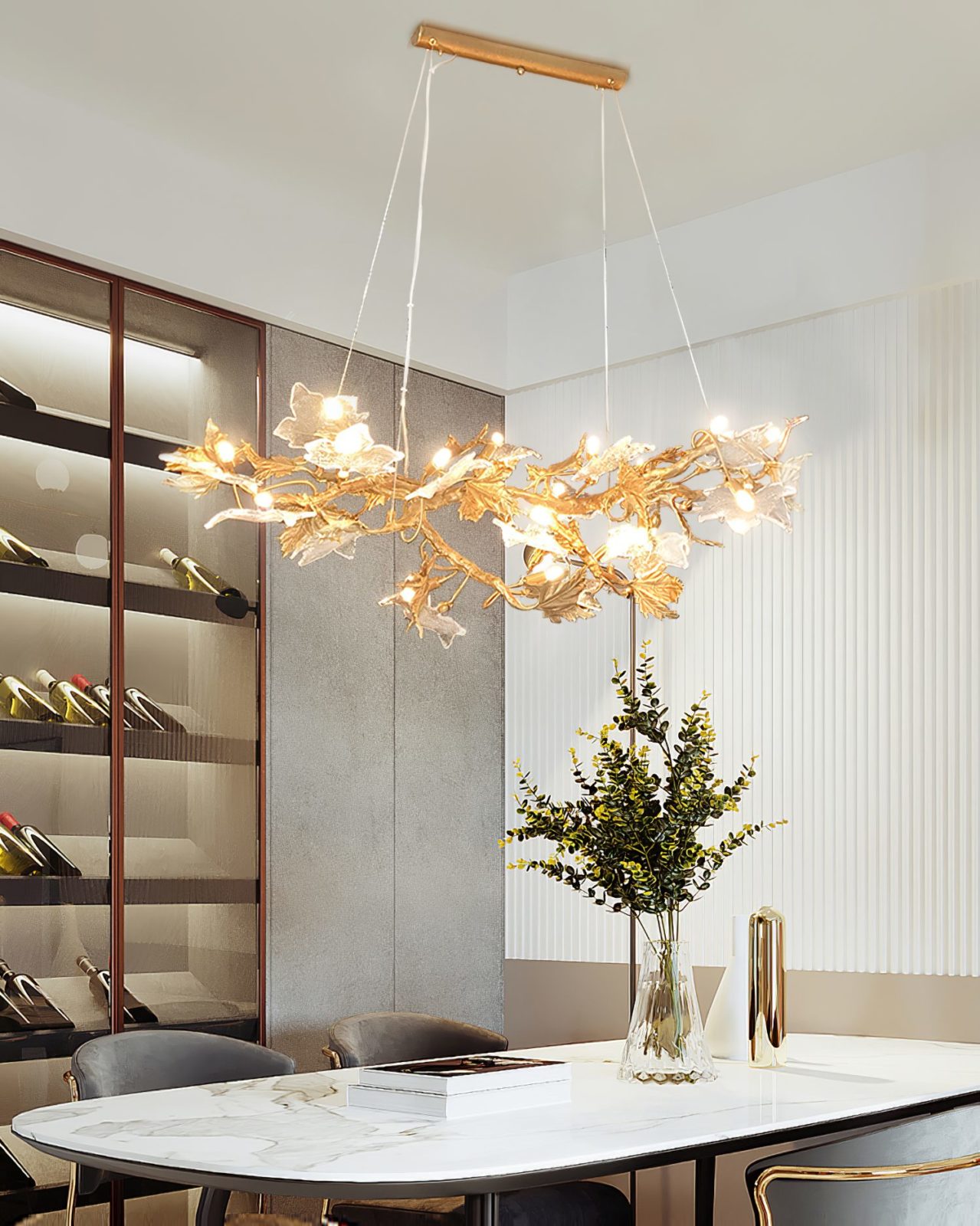 Maple Leaf Brass Chandelier - Nuvé
