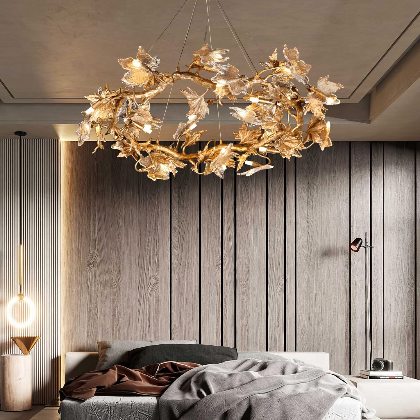 Maple Leaf Brass Chandelier - Nuvé