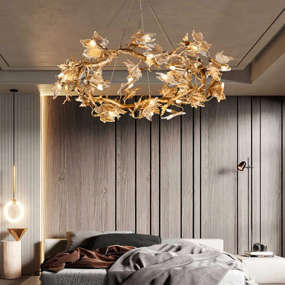 Maple Leaf Brass Chandelier - Nuvé