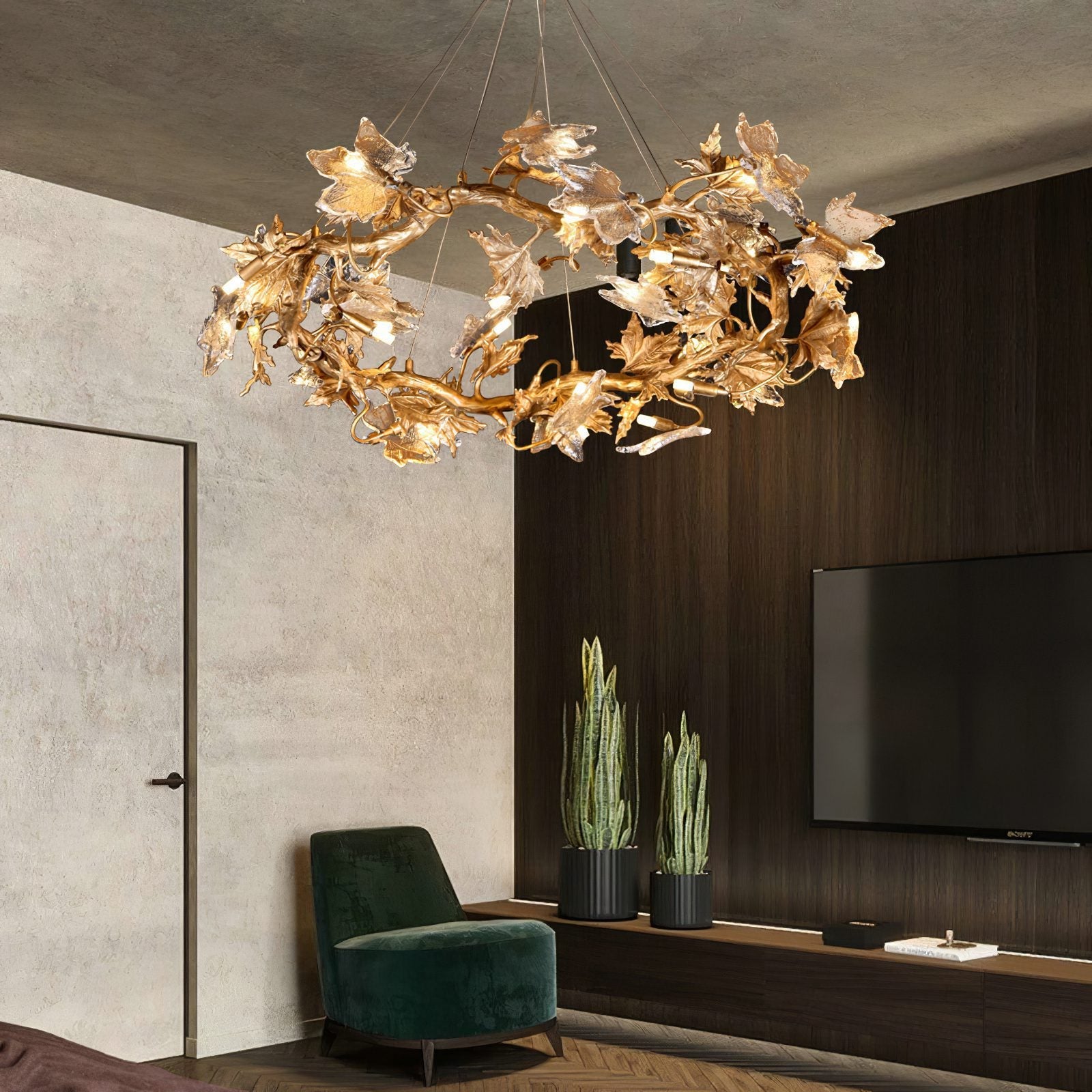 Maple Leaf Brass Chandelier - Nuvé