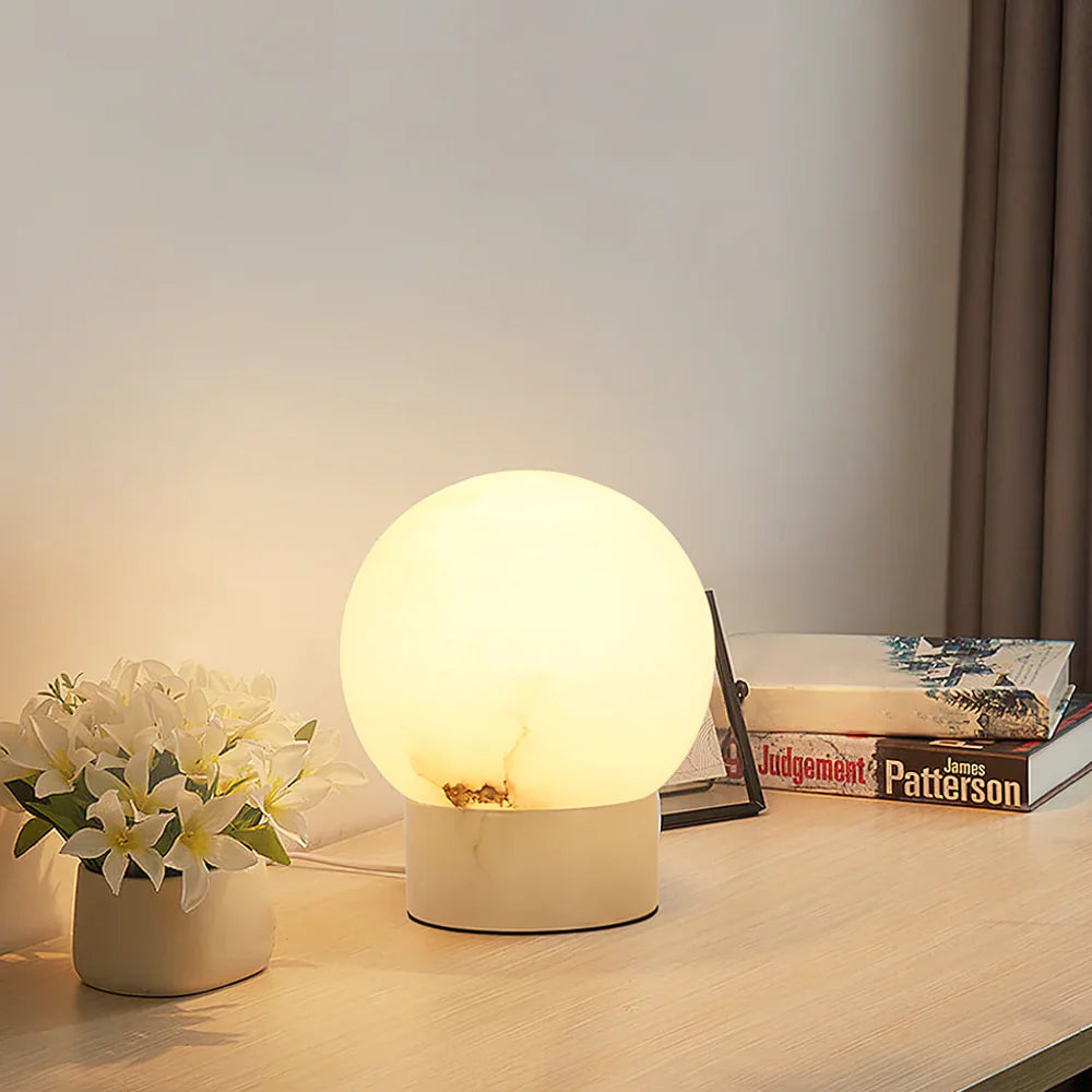 Alabaster Ball Round Table Lamp - Nuvé