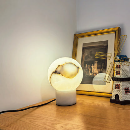 Alabaster Ball Round Table Lamp - Nuvé