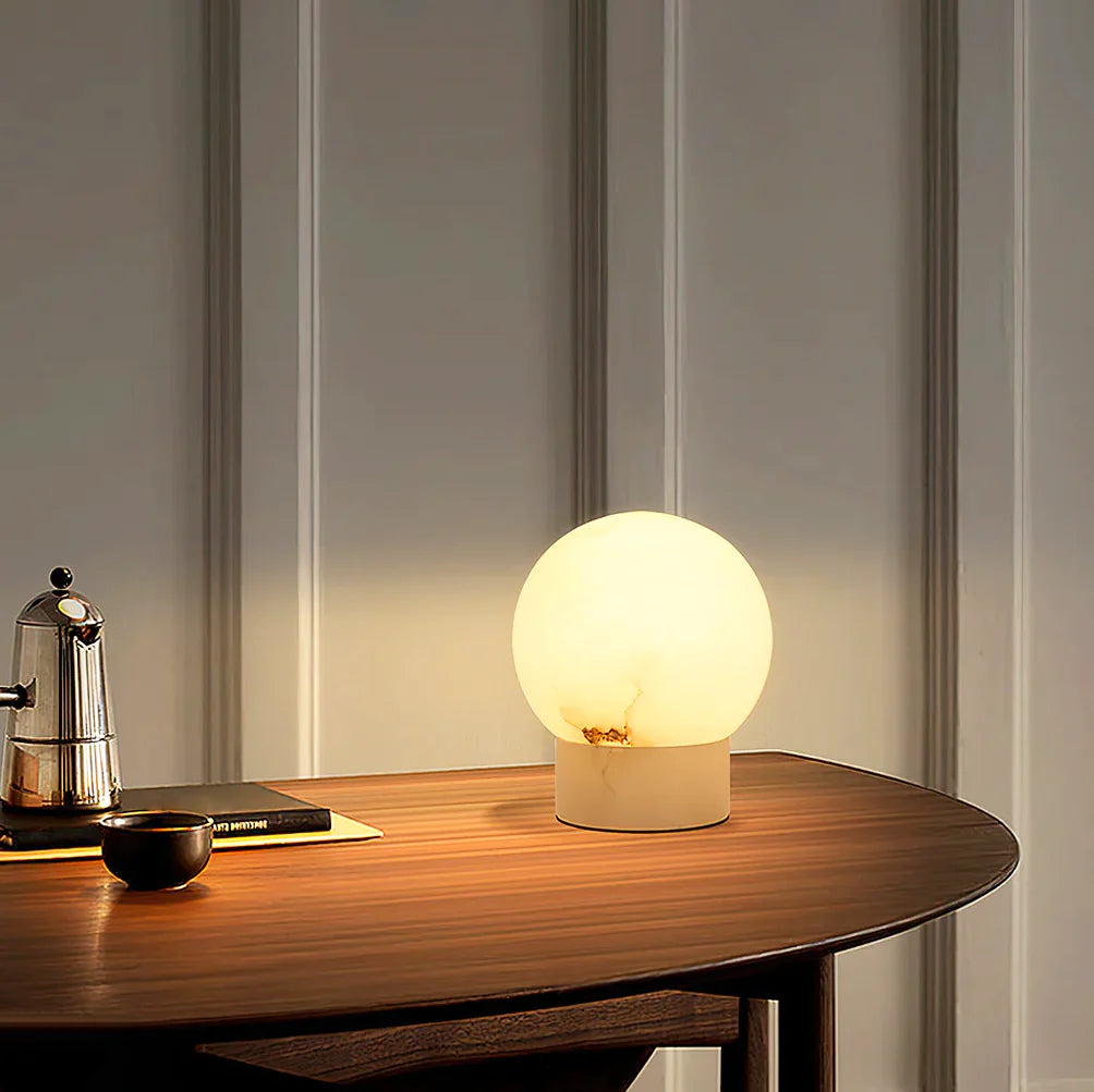 Alabaster Ball Round Table Lamp - Nuvé