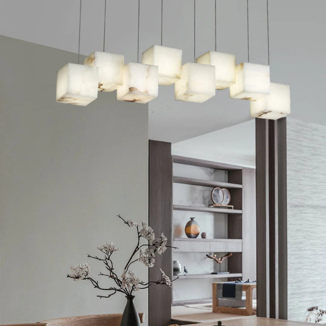 Simple Alabaster Box chandelier - Nuvé