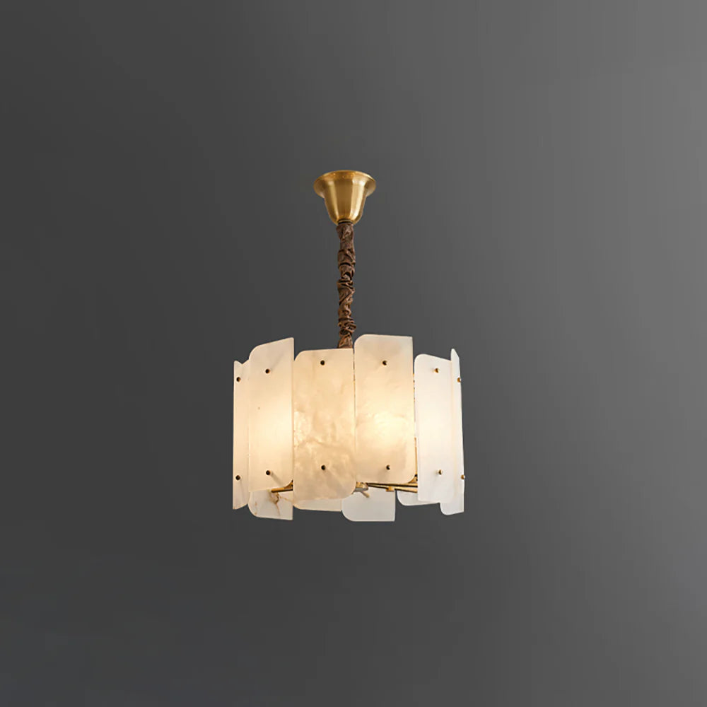 Alabaster Lorry Round Copper Chandelier - Nuvé