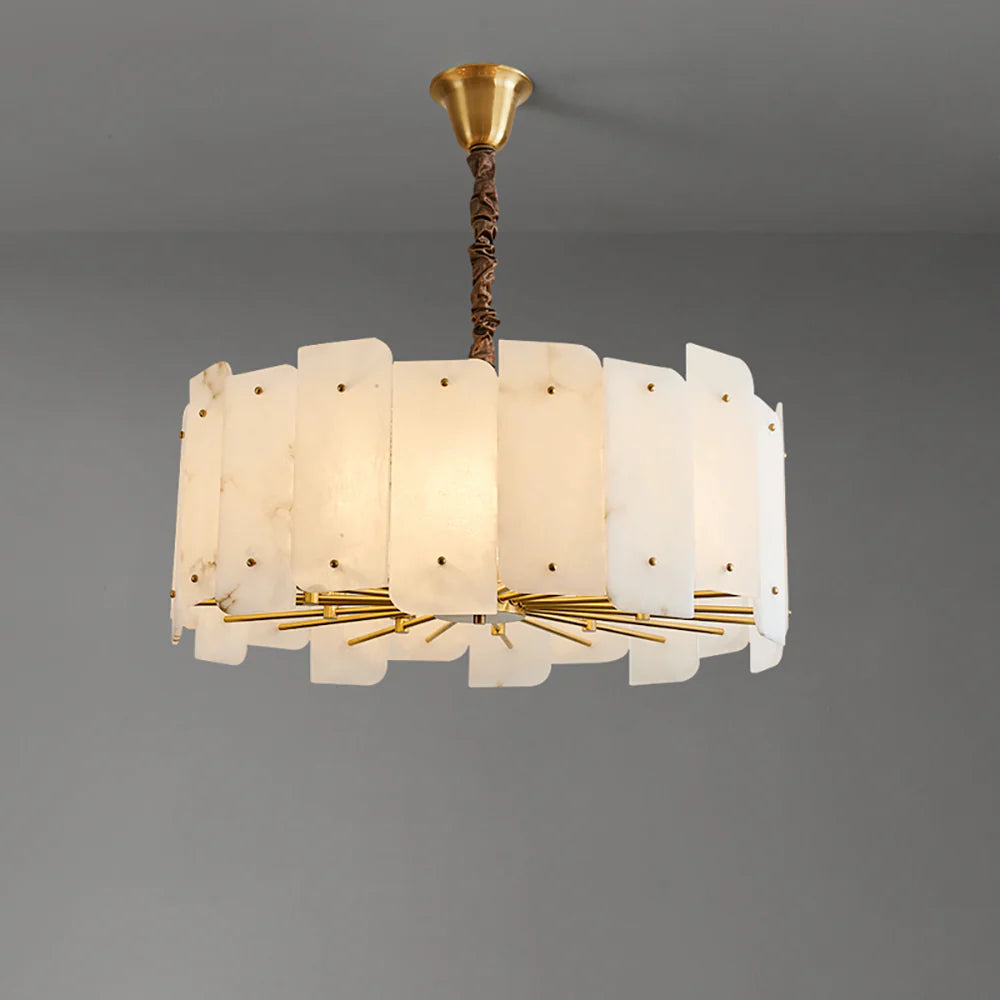 Alabaster Lorry Round Copper Chandelier - Nuvé