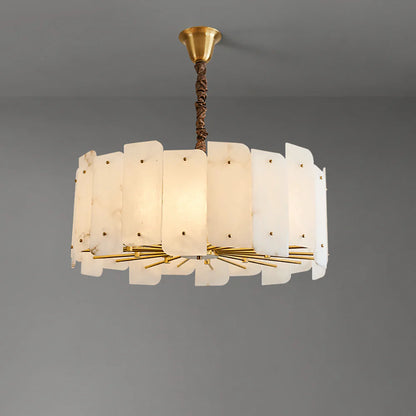 Alabaster Lorry Round Copper Chandelier