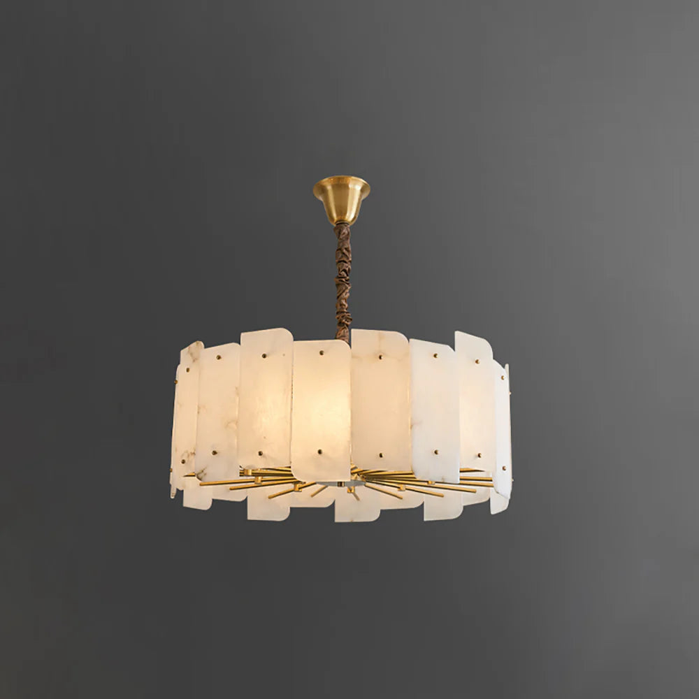 Alabaster Lorry Round Copper Chandelier - Nuvé