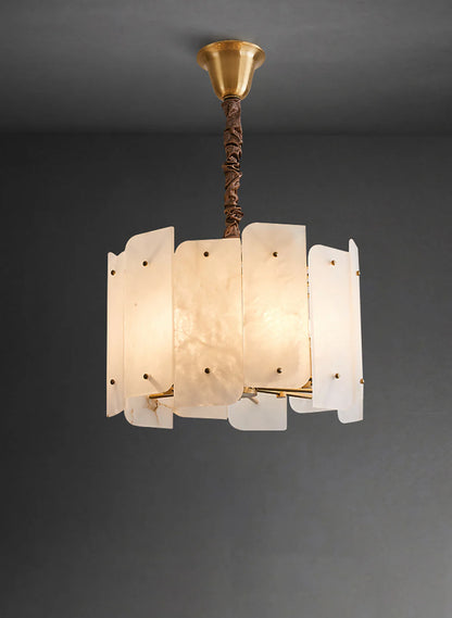 Alabaster Lorry Round Copper Chandelier - Nuvé