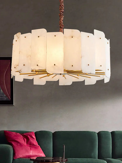 Alabaster Lorry Round Copper Chandelier - Nuvé