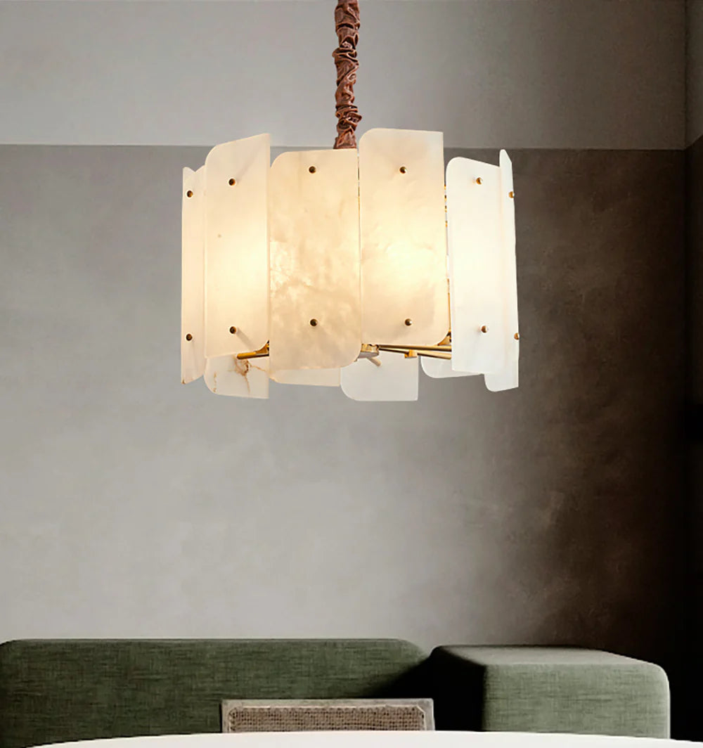 Alabaster Lorry Round Copper Chandelier - Nuvé