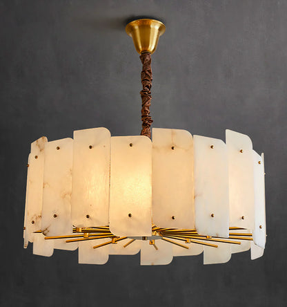 Alabaster Lorry Round Copper Chandelier - Nuvé