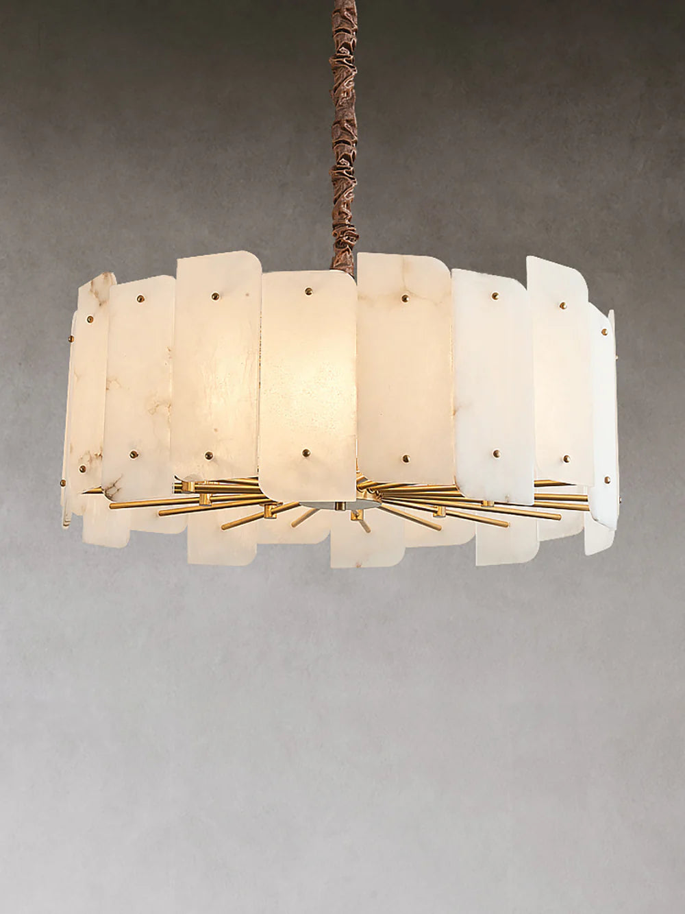 Alabaster Lorry Round Copper Chandelier - Nuvé