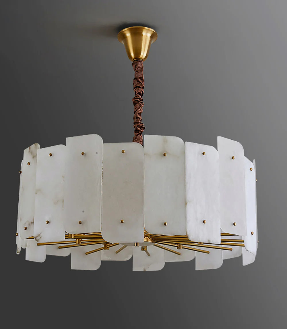 Alabaster Lorry Round Copper Chandelier - Nuvé