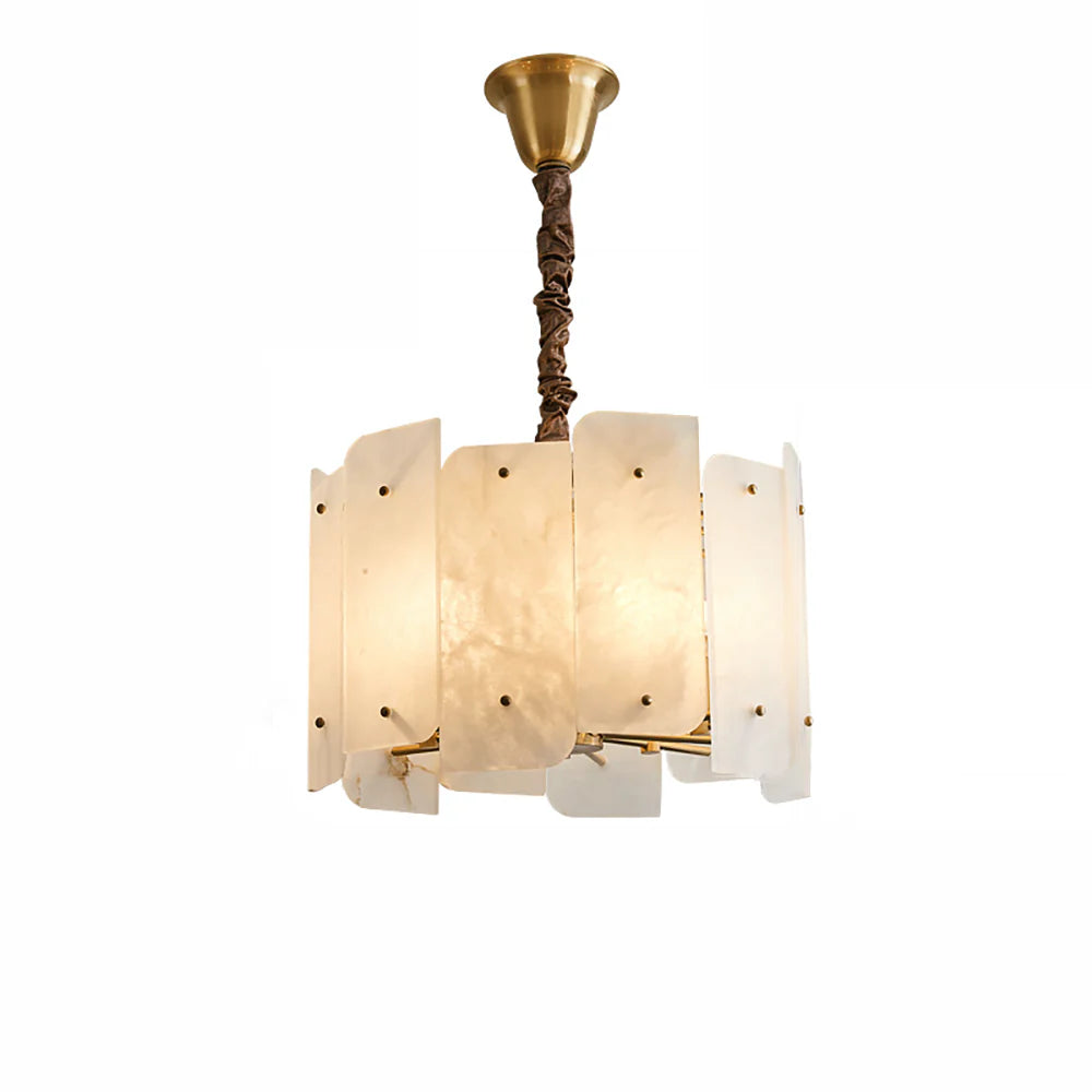Alabaster Lorry Round Copper Chandelier - Nuvé