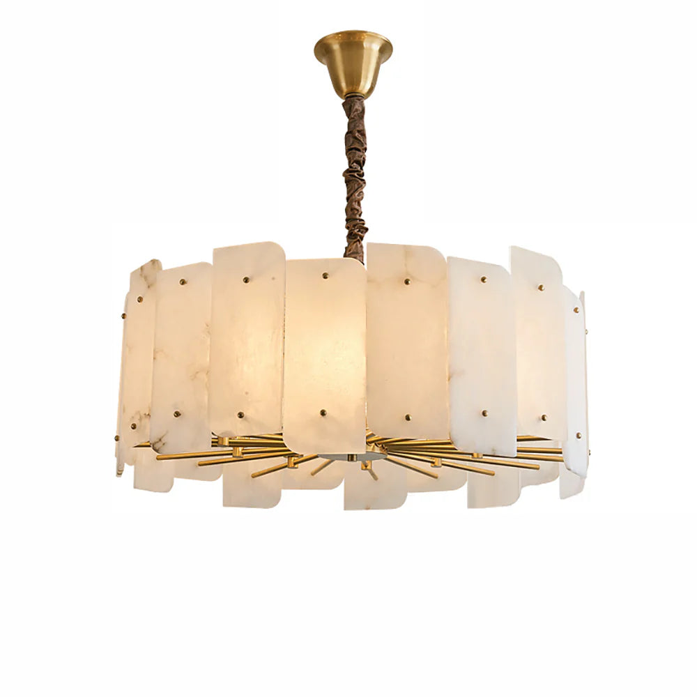 Alabaster Lorry Round Copper Chandelier - Nuvé
