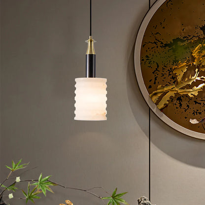 Modern Cylindrical Alabaster Pendant Lamp - Nuvé