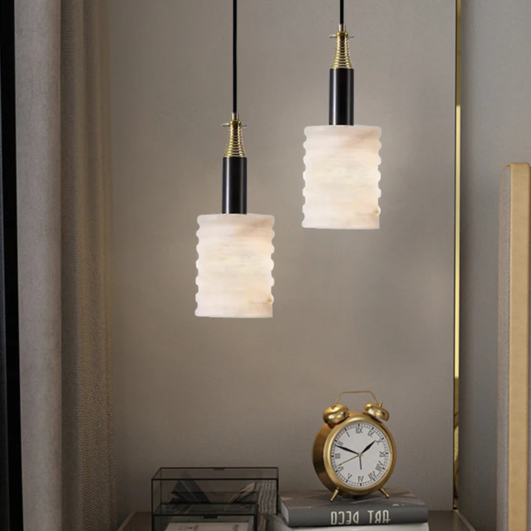 Modern Cylindrical Alabaster Pendant Lamp - Nuvé
