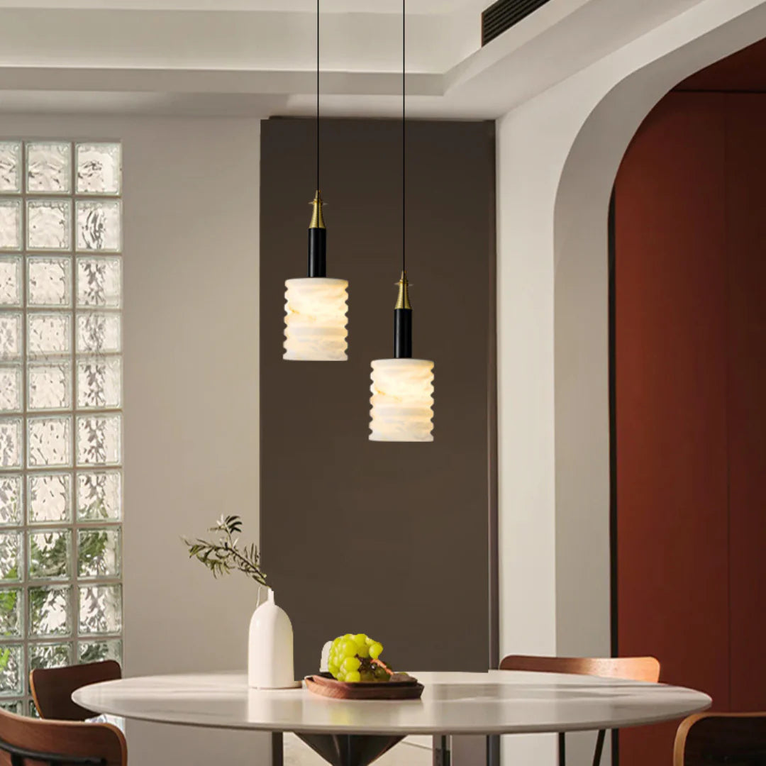 Modern Cylindrical Alabaster Pendant Lamp - Nuvé