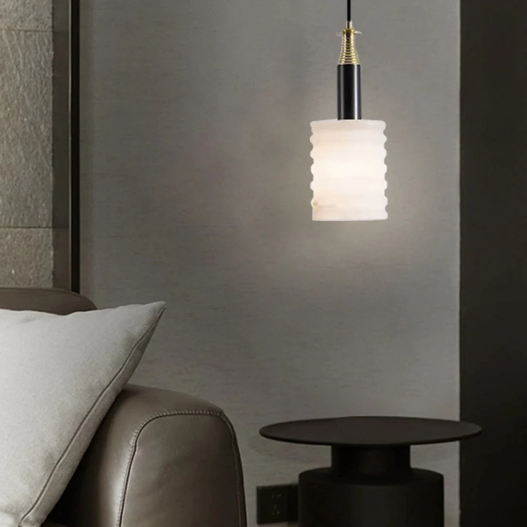 Modern Cylindrical Alabaster Pendant Lamp - Nuvé