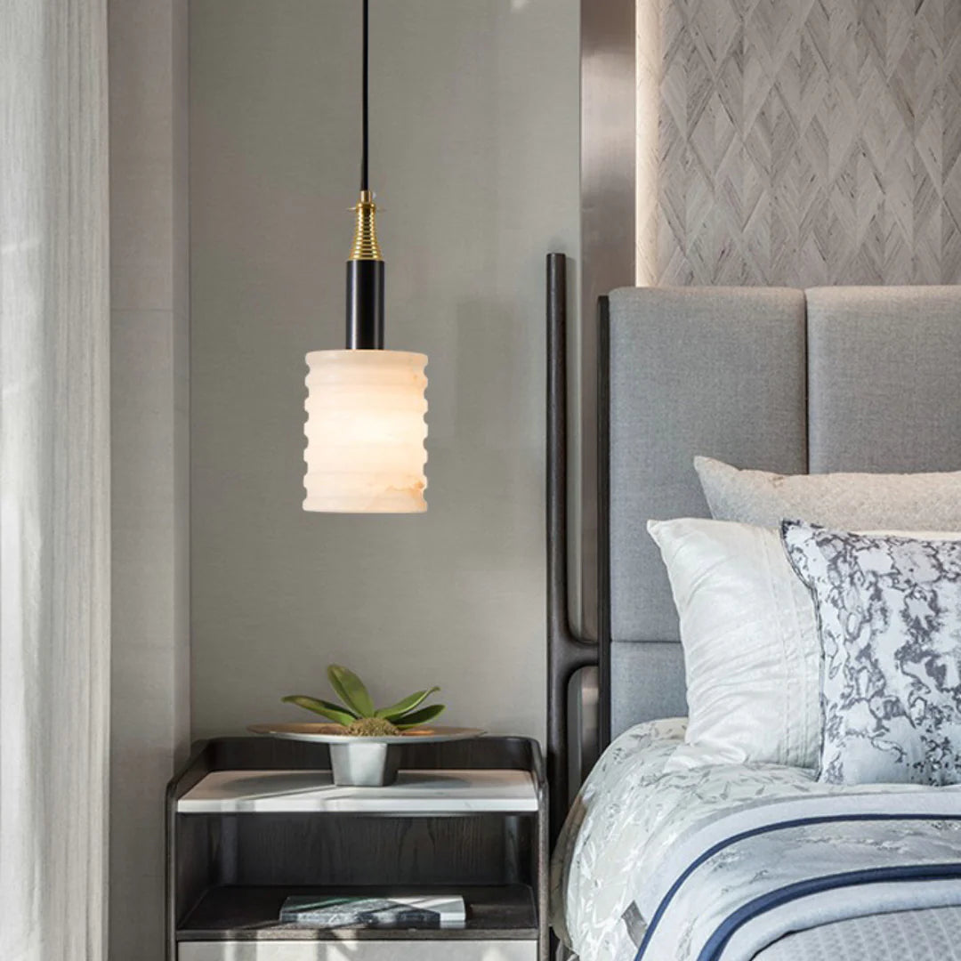 Modern Cylindrical Alabaster Pendant Lamp - Nuvé