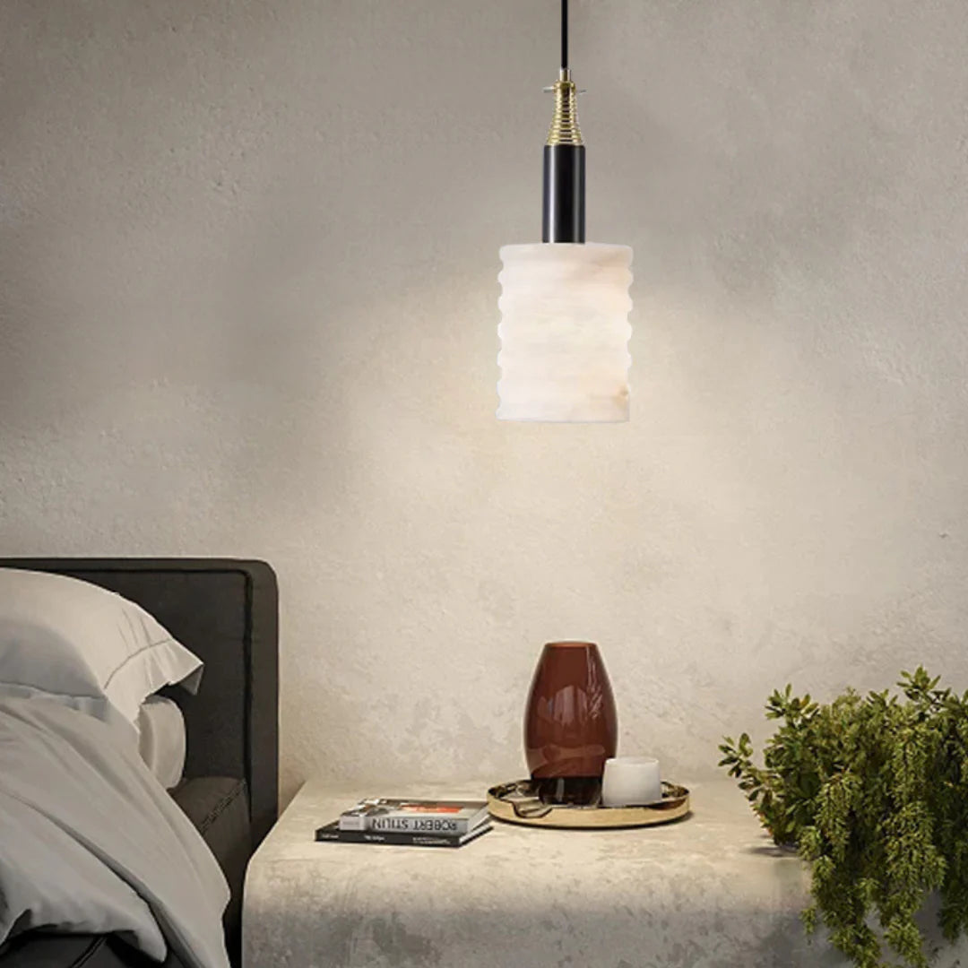 Modern Cylindrical Alabaster Pendant Lamp - Nuvé