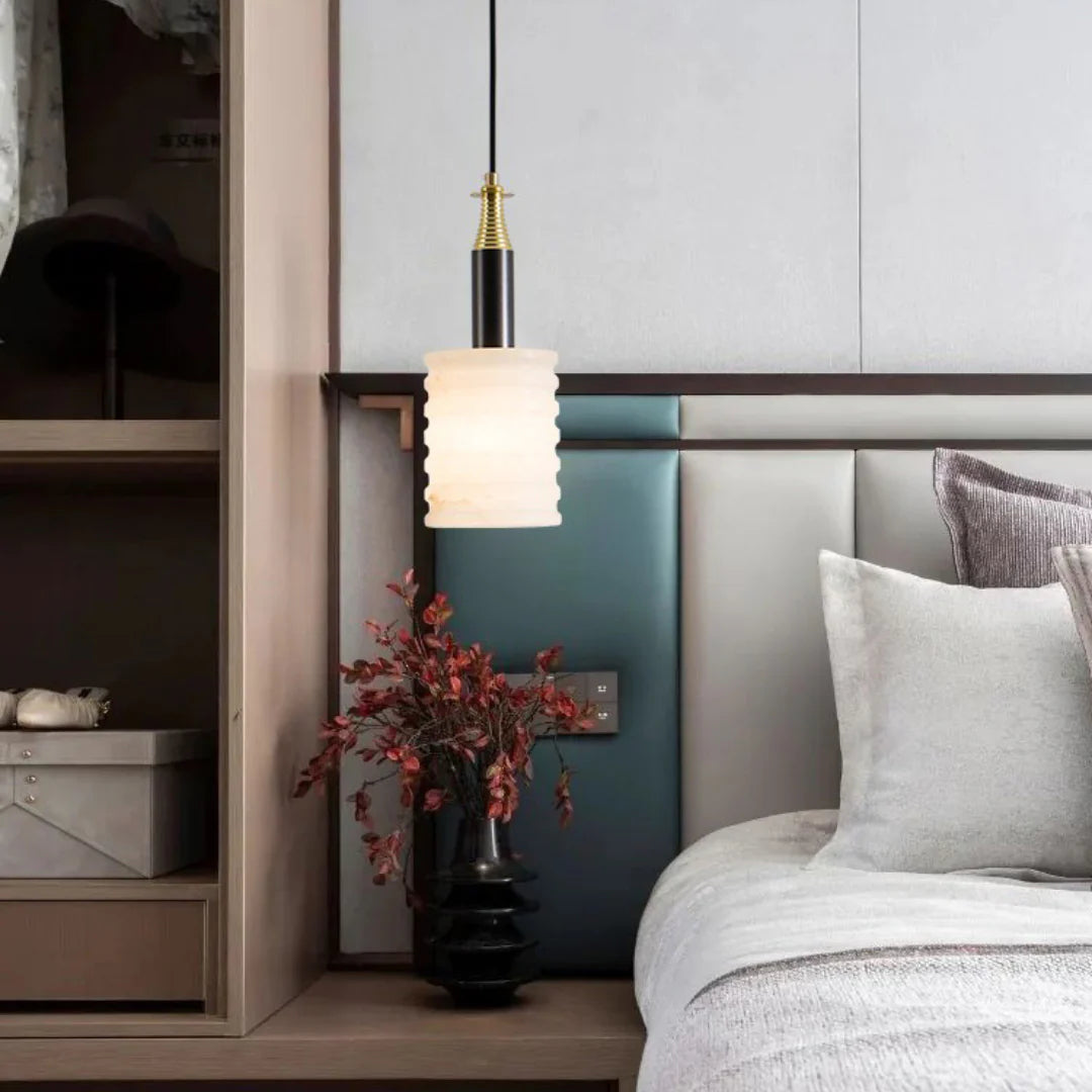 Modern Cylindrical Alabaster Pendant Lamp - Nuvé
