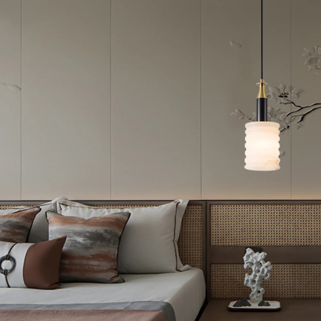 Modern Cylindrical Alabaster Pendant Lamp - Nuvé