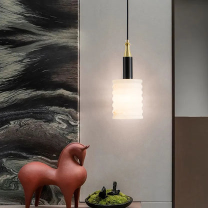 Modern Cylindrical Alabaster Pendant Lamp - Nuvé