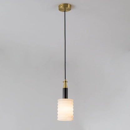 Modern Cylindrical Alabaster Pendant Lamp - Nuvé
