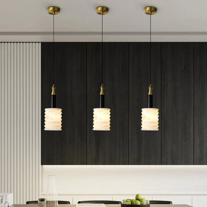 Modern Cylindrical Alabaster Pendant Lamp - Nuvé