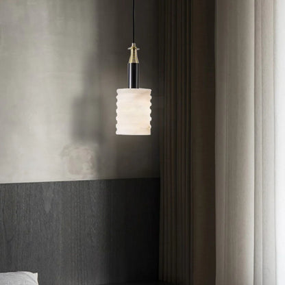 Modern Cylindrical Alabaster Pendant Lamp - Nuvé