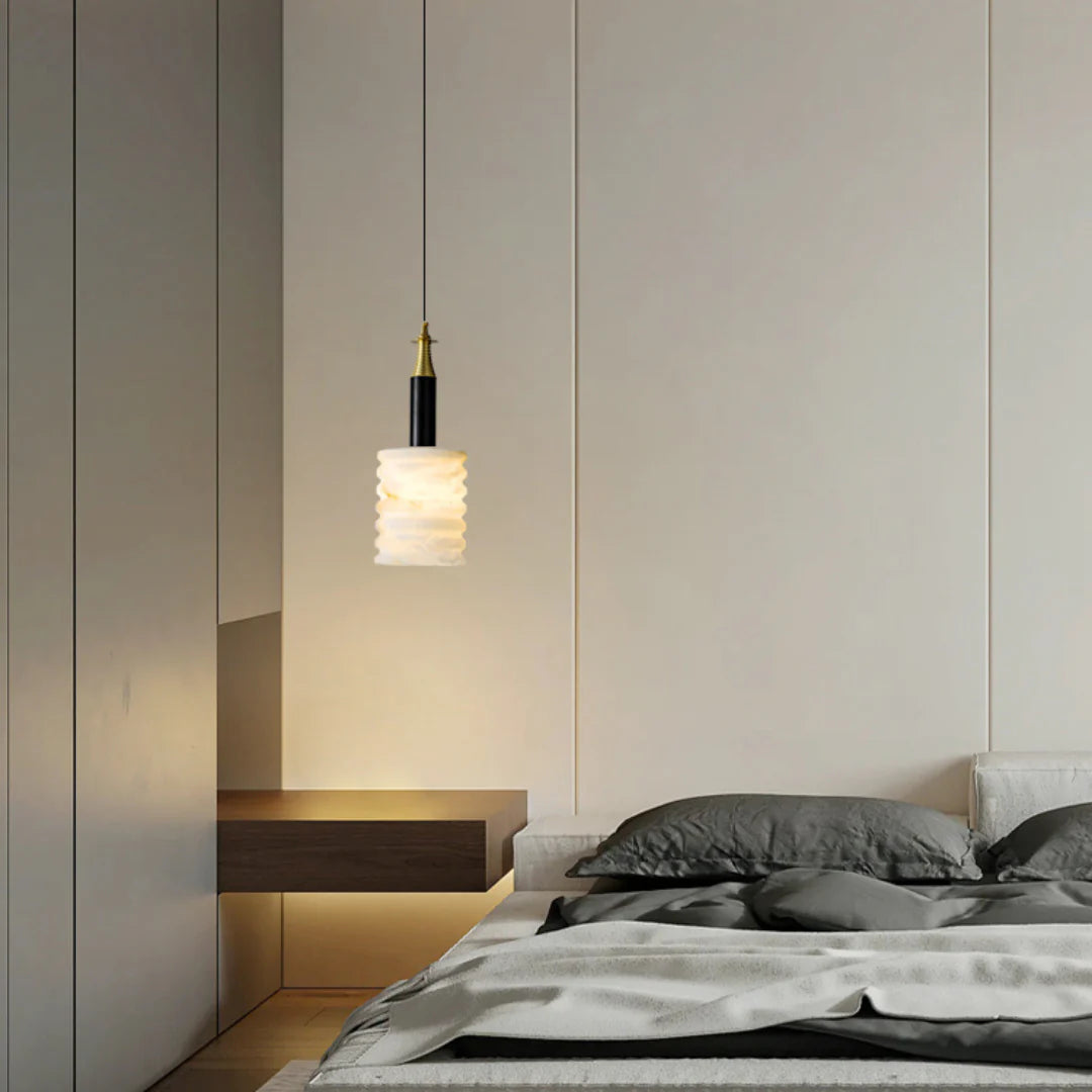 Modern Cylindrical Alabaster Pendant Lamp - Nuvé