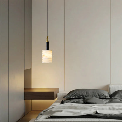 Modern Cylindrical Alabaster Pendant Lamp - Nuvé