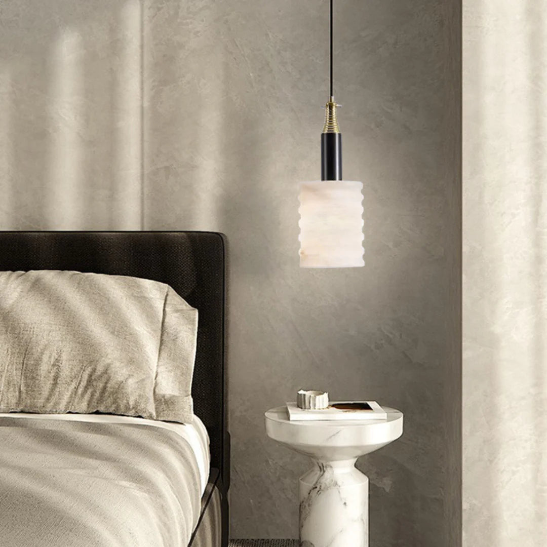 Modern Cylindrical Alabaster Pendant Lamp - Nuvé
