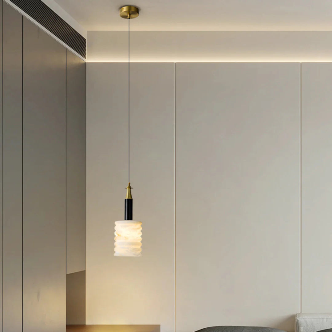 Modern Cylindrical Alabaster Pendant Lamp - Nuvé