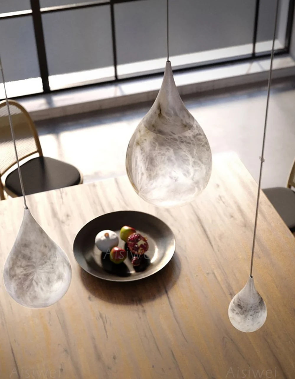 Alabaster White Raindrop Pendant Light