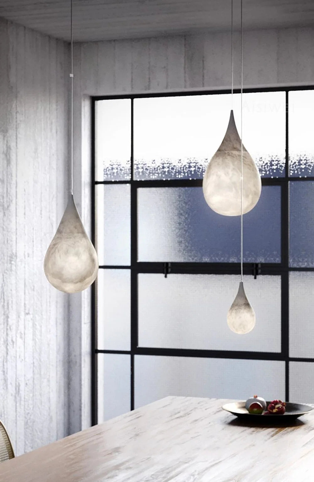 Alabaster White Raindrop Pendant Light