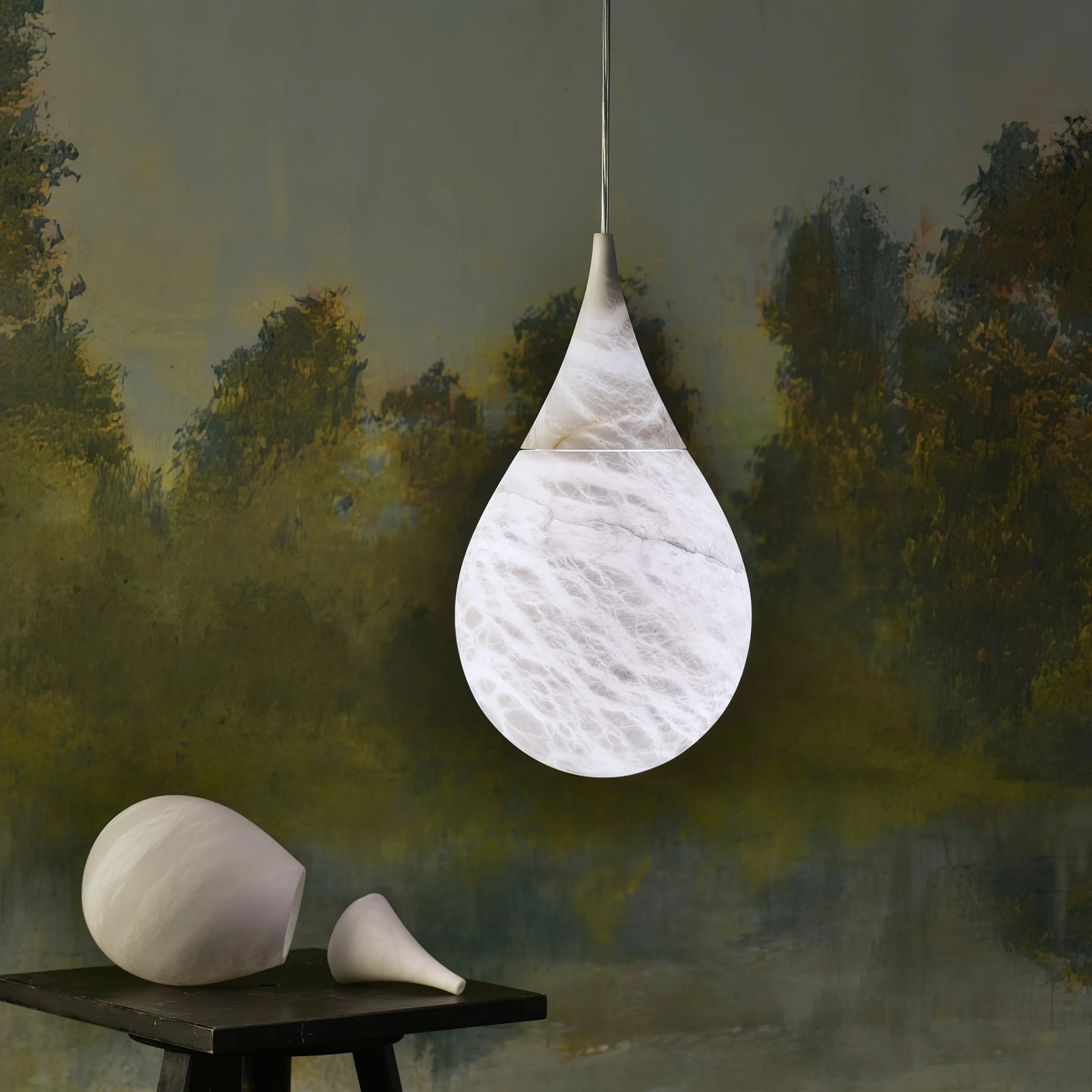 Alabaster White Raindrop Pendant Light - Nuvé