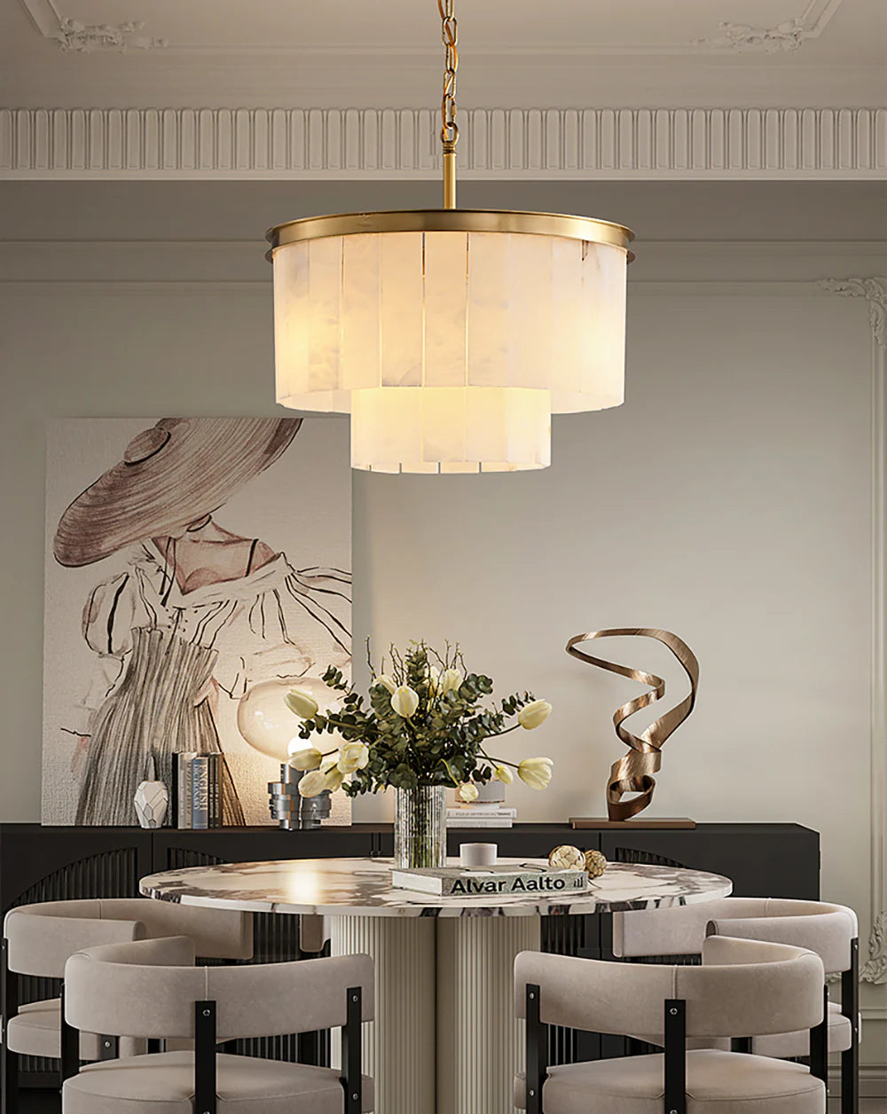 Modern Marble Tiered Chandelier - Nuvé