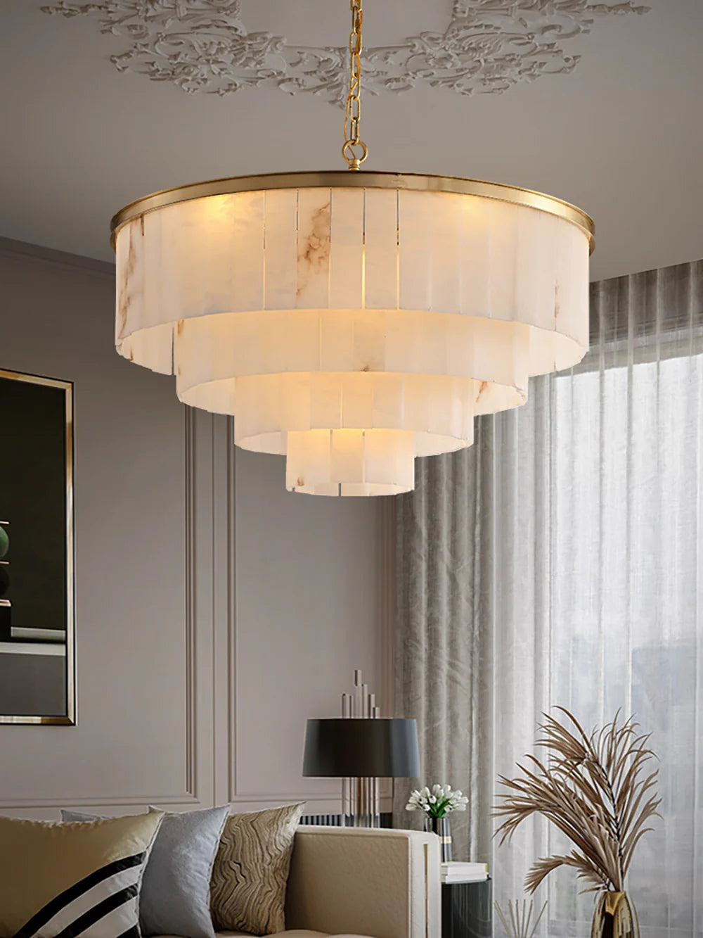 Modern Marble Tiered Chandelier - Nuvé