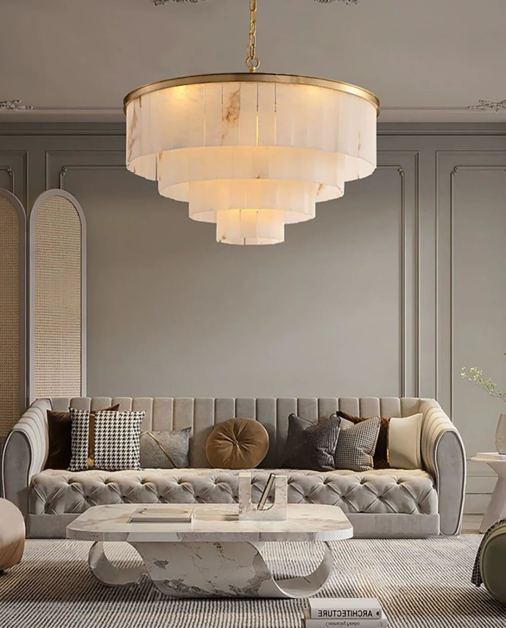 Modern Marble Tiered Chandelier - Nuvé